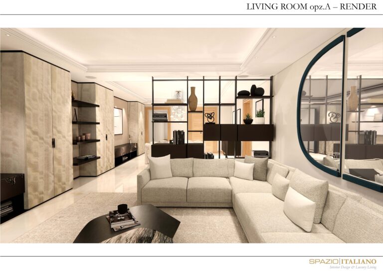 Living Room Render zona libreria